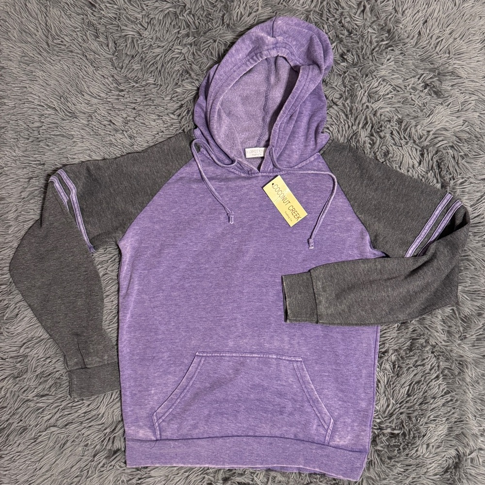 Purple and Gray Women's Hoodie Sweater